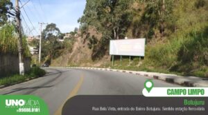 Outdoor da Unomídia em Campo Limpo Paulista, localizado na Rua Bela Vista, entrada do Bairro Botujuru, sentido estação ferroviária.