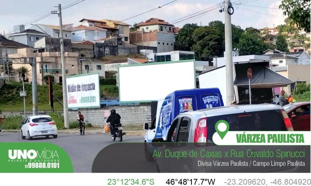 Outdoor localizado Av. Duque de Caxias x Rua Osvaldo Spinucci. Divisa Várzea Paulista / Campo Limpo Paulista
